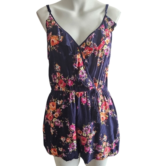 Band of Gypsies Pants - Band of Gypsies Navy Floral Romper Size Medium